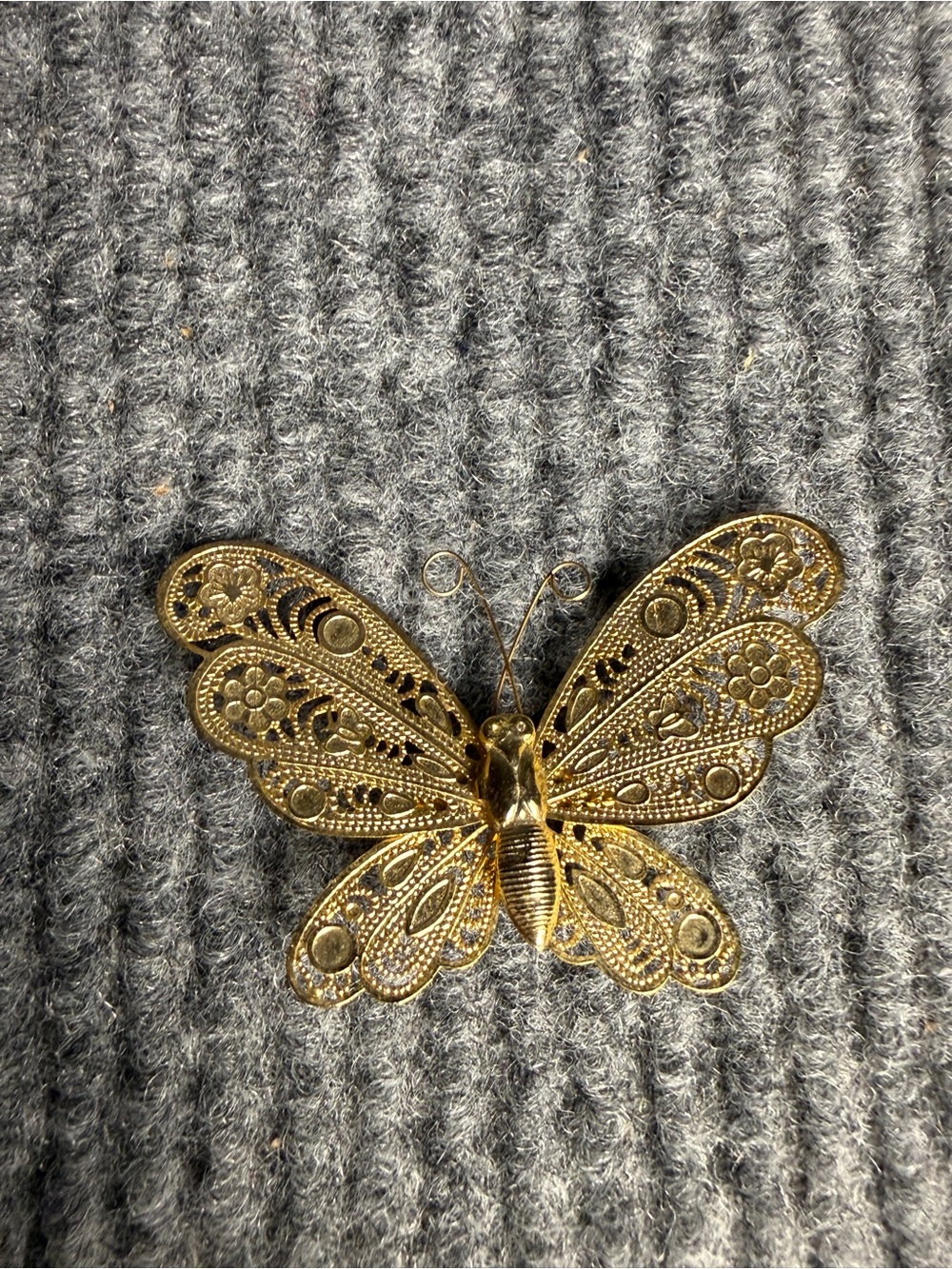 Vintage Gold Filigree Butterfly Brooch Pin | Intricate Openwork